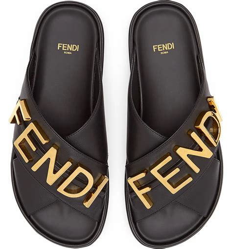 fendi white leather slides|Fendi slide sandals.